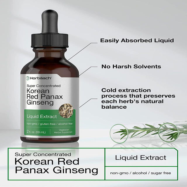 Korean Red Ginseng Liquid Extract | 2 Oz | Vegetarian Tincture | by Horbaach