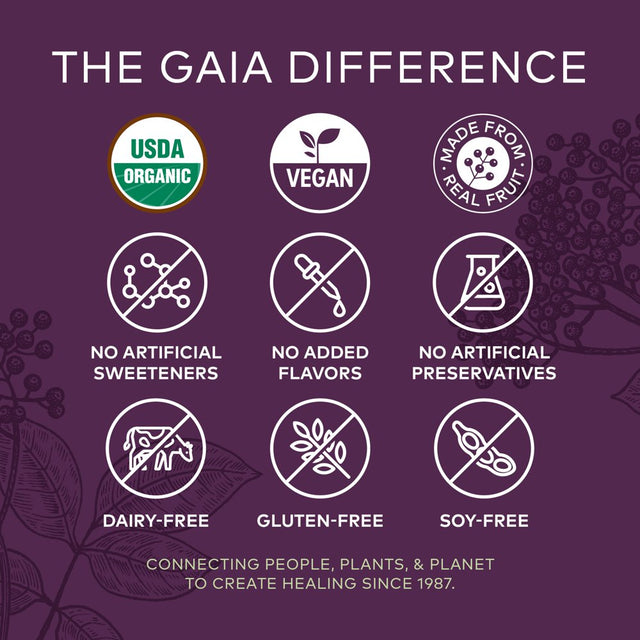 Gaia Herbs Black Elderberry Adult Daily Gummies - 40 Gummies (Up to 20-Day Supply)