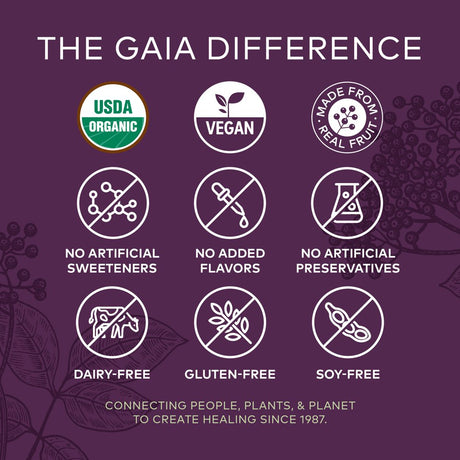 Gaia Herbs Black Elderberry Adult Daily Gummies - 80 Gummies (Up to 40-Day Supply)