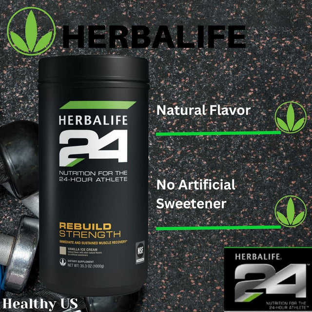 HERBALIFE24 Rebuild Strength: Vanilla Ice Cream (1000 G), Nutrition for the 24-Hour Athlete, Rebuild Lean Muscle, Support Immune Function, Natural Flavor, No Artificial Sweetener, 1000G