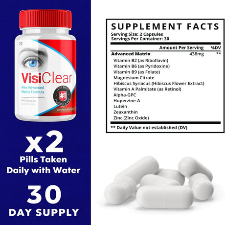 (1 Pack) Visiclear - New Advanced Revolutionary Eye Health Matrix Formula - Supports Healthy Vision - Supplement for Eyes Sight - 60 Capsules