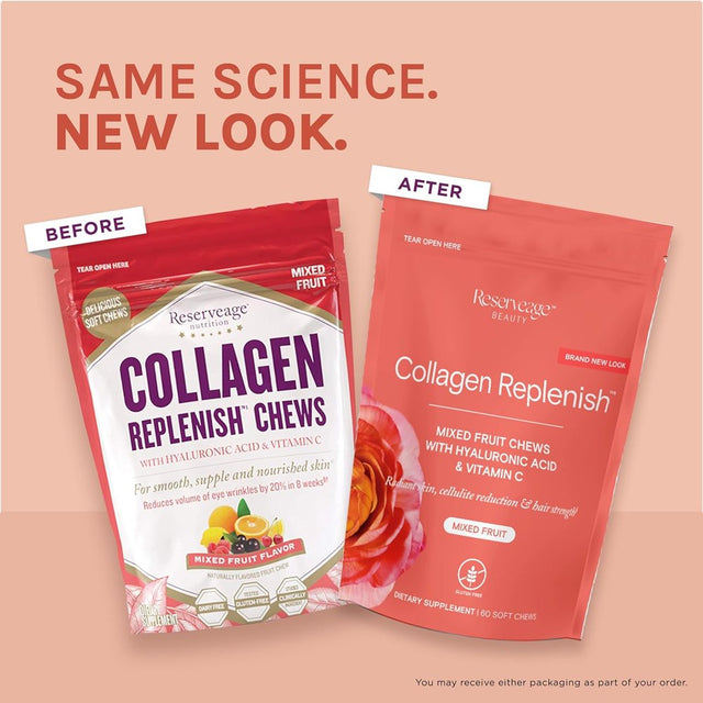 Reserveage, Collagen Replenish Chews, Skin and Nail Supplement, Supports Collagen and Elastin Production, 60 Soft Chews (30 Servings)