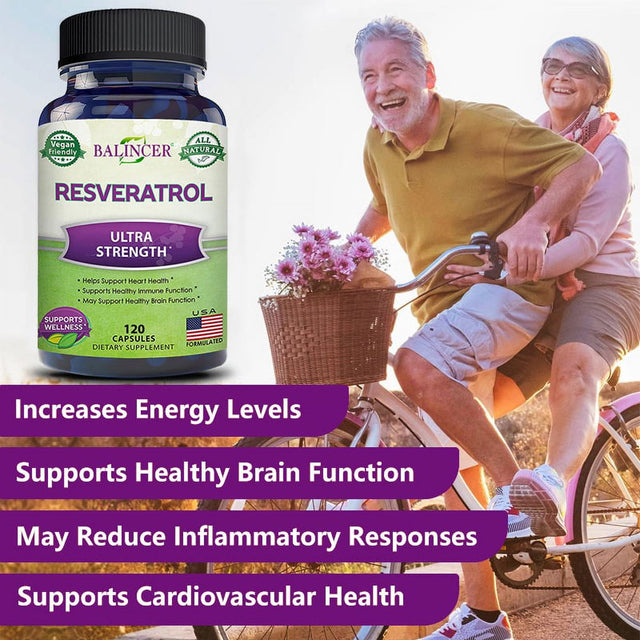 Balincer 100% Natural Resveratrol - 1000Mg per Serving Max Strength (60/120 Capsules) Antioxidant Supplement, Trans-Resveratrol Pills for Heart Health & Pure, Trans Resveratrol & Polyphenols