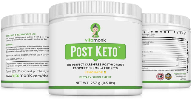 Vitamonk Keto Post Workout Recovery Drink after Workout Recovery Drink Optimal No-Carb Keto Post Workout for Men and Women - Faster Recovery -No Additives or Sugar - Non-Gmo