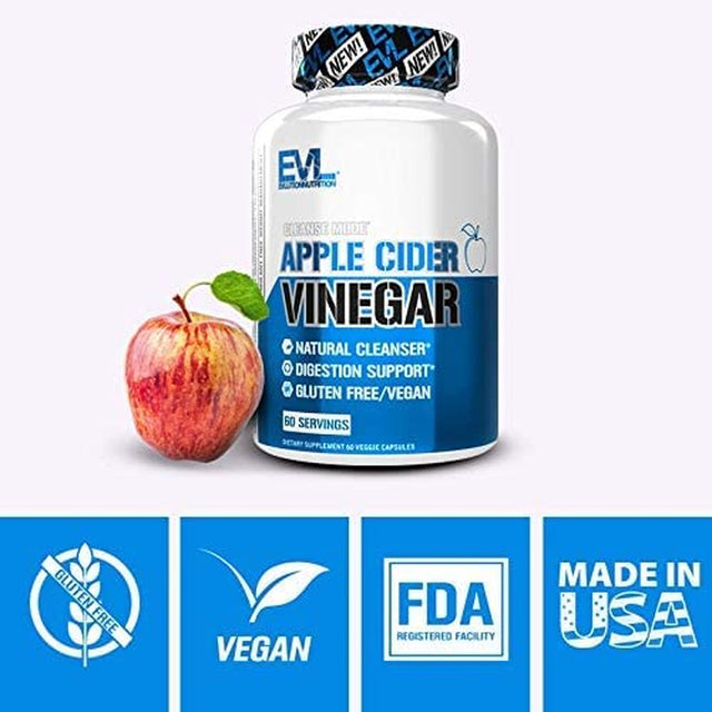 Evlution Cleansemode Apple Cider Vinegar Capsules Nutrition Vegan ACV Pills for Detox and Cleanse with Cayenne Pepper for Digestive Weight Management and Metabolism Support - 60 Servings