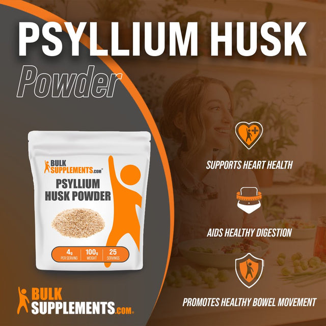 Bulksupplements.Com Organic Psyllium Husk Powder, 1400Mg - Fiber Supplement for Digestive Support (100G - 71 Servings)