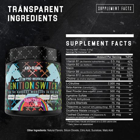 Ignition Switch Pre-Workout with Carnosyn, Teacrine, Infinergy, and Agmamax, Long Lasting Energy, Laser Focus, Increased Pumps, Enhanced Performance, 40 Servings