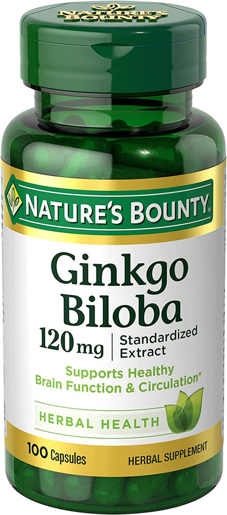 Nature’S Bounty Ginkgo Biloba Capsules 120Mg, Memory Support Supplement, Supports Brain Function and Mental Alertness, 100 Capsules