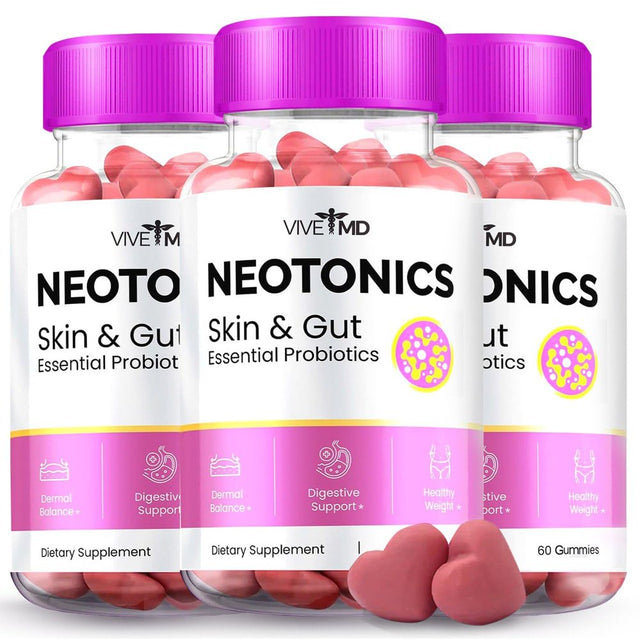 Neotonics Skin and Gut Gummies Reviews Neotonics Skin & Gut Health Neotonics Gummies Glow up Skin Supplement Neutonic Clear Skin Supplement Your Skin Gummies for Smooth Skin Probiotic Capsule (3 Pack)