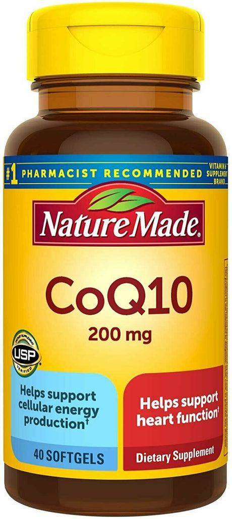 Nature Made Coq10 200 Mg Softgels, 40 Ct for Heart Health Packaging May Vary