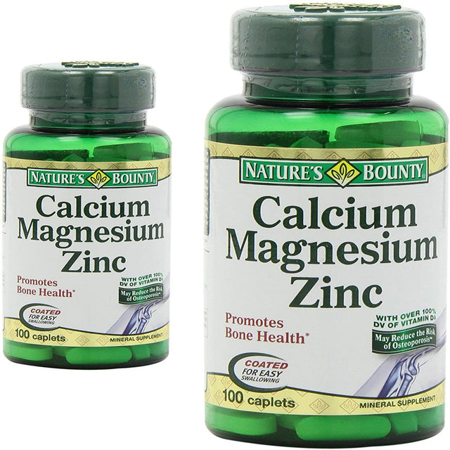 Nature'S Bounty Calcium Magnesium Zinc Caplets, 100 Ea (Pack of 2)