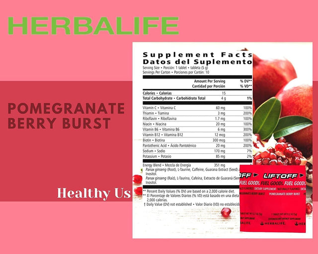 Herbalife Nutrition LIFTOFF Energy Tablets - Pomegranate-Berry - Naturally Flavored Dietary Supplements - Energy Booster, Clears Minds. 60 Tablets