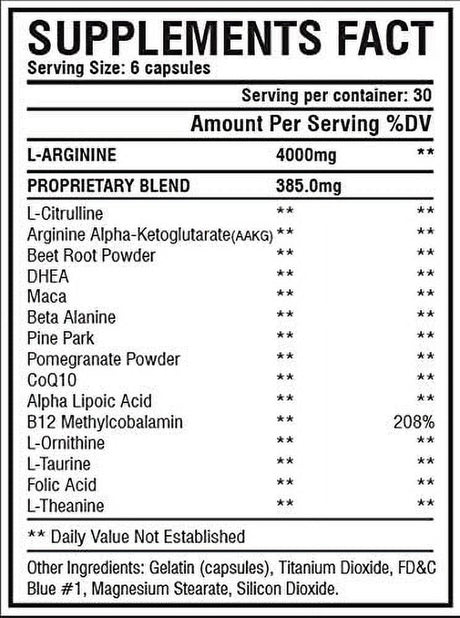 Nitric Oxide Supplement Booster Complex L Arginine 4000Mg,L Citrulline, Aakg,Beet Root,Pre Workout Supplement,Muscle Bulider,Growth,Pumps,Blood Flow,Vascularity,Heart Health,180 Capsules