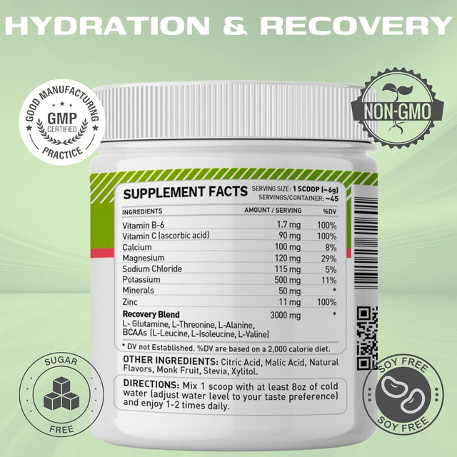 Hydration and Electrolyte Recovery Mix | 0 Sugar | Amino Blend | 45 Servings (Fruit Punch)