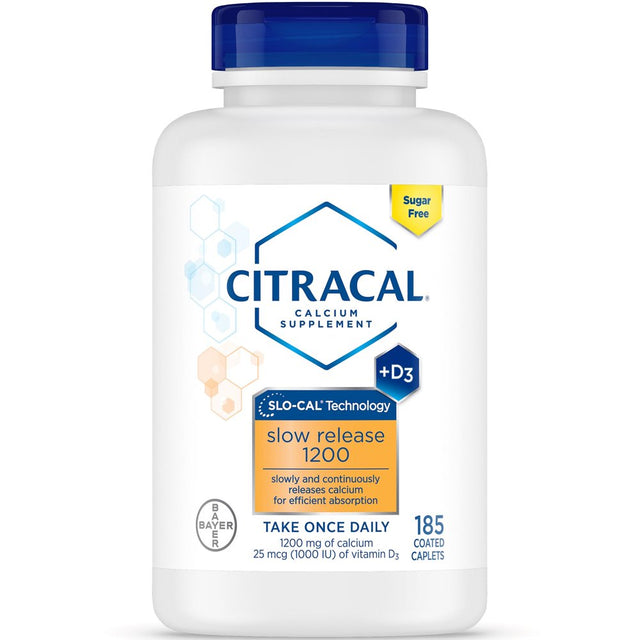 Citracal Slow Release 1200 Calcium with Vitamin D3, Caplets, 185 Count