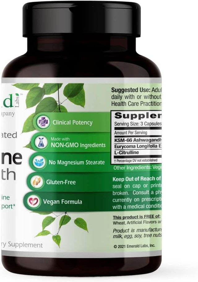 Emerald Labs Testosterone Health - Dietary Supplement with Eurycoma Longifolia, L-Citrulline, and Ashwagandha for Overall Circulatory and Sexual Health - 90 Vegetable Capsules