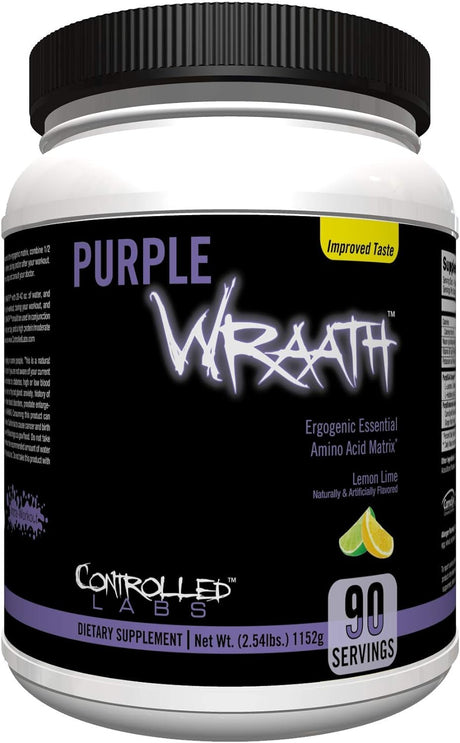 CONTROLLED LABS Purple Wraath, BCAA and EAA Amino Acid Supplement, with Endurance Blend Intra Workout Powder, Optimal Endurance, Focus, and Stamina (Lemon Lime, 90 Servings)