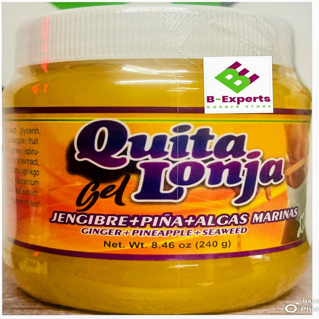 Gel Quita Lonja Ginger + Pineapple + Seaweed + Fat Burner Support Quita Barriga 240G (8.46 Oz) Gel Quita Lonja Jengibre Quema Grasa Reduce Tallas Burn Belly Fat 100% Natural B-Experts