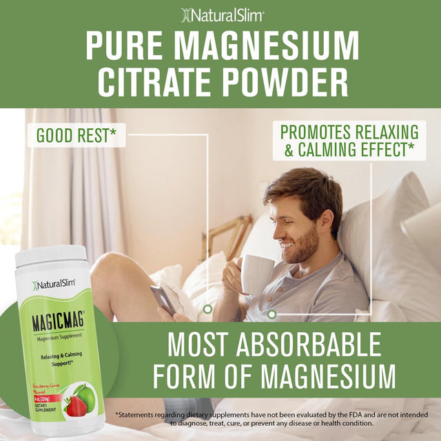 Naturalslim Magicmag® Magnesium Citrate Powder - anti Stress Drink Mix - 8Oz