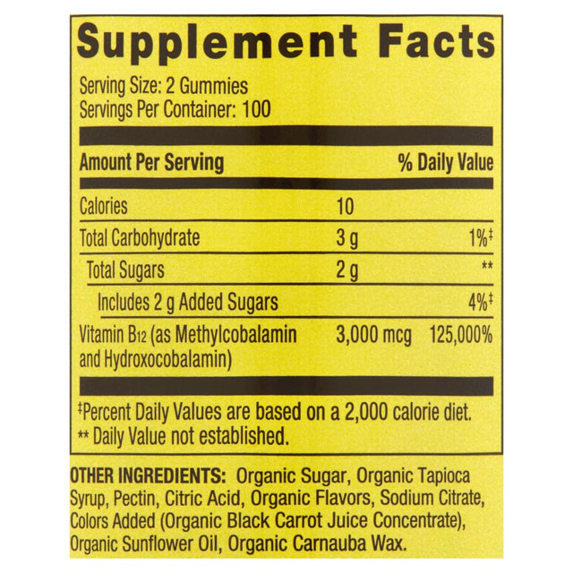 Spring Valley Non GMO Vitamin B12 Vegetarian Gummies, Raspberry, 3000 Mcg, 200 Count Value Size