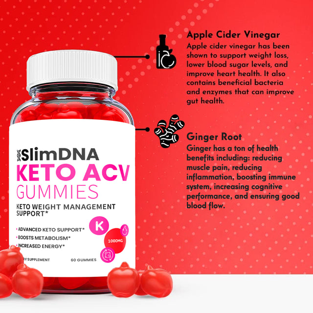 (5 Pack) Slim DNA Keto ACV Gummies - Supplement for Weight Loss - Energy & Focus Boosting Dietary Supplements for Weight Management & Metabolism - Fat Burn - 300 Gummies