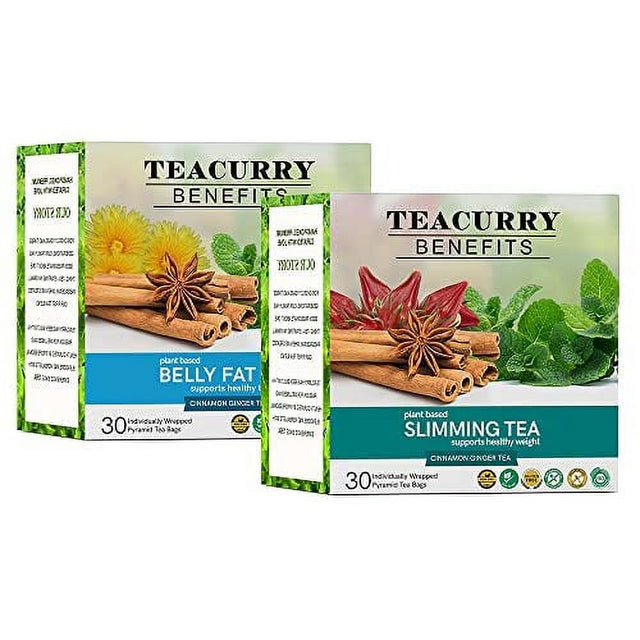 Teacurry Belly Fat Tea and Slimming Tea Combo (1 Month Pack | 30X2 Tea Bags) - Support in Facing Issue with Flatter Tummy & Instant Weight Management.