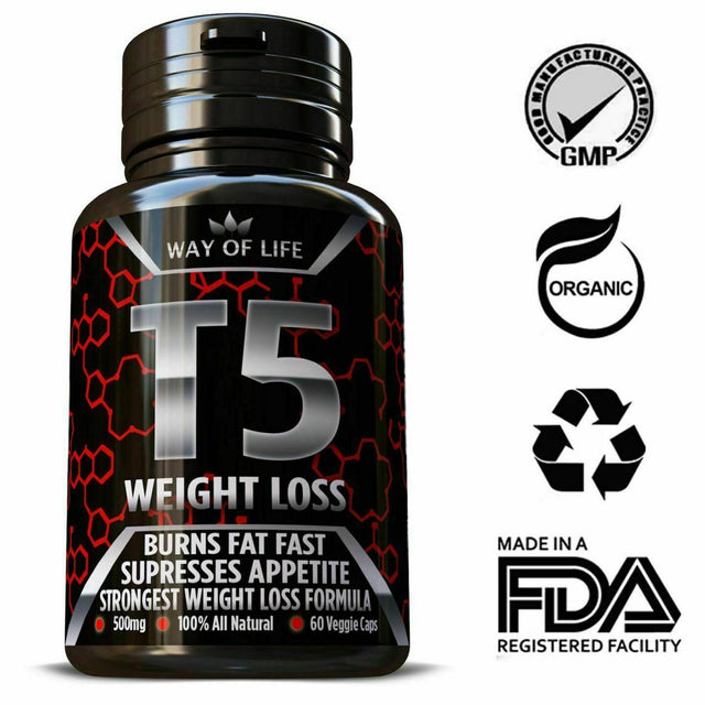 T5 Weight Loss, Diet Pills, Fat Burner, Appetite Suppressant Supplement Capsules