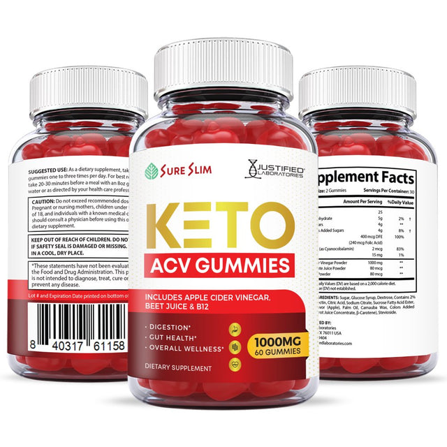 (10 Pack) Sure Slim Keto ACV Gummies 1000MG Dietary Supplement 600 Gummys