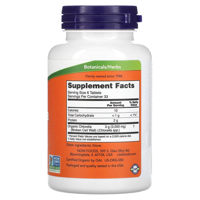 NOW Foods, Certified Organic Chlorella, 500 Mg, 200 Tablets