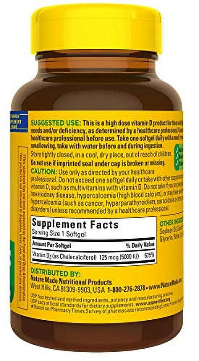 Nature Made Vitamin D-3 5000IU 220 Count Softgels