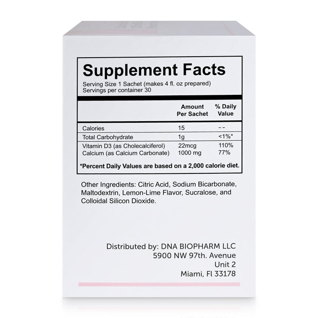 Calcium 1000Mg & Vitamin D3 880 IU Effervescent Form, Supports Bone Health, Easy to Swallow,Dna