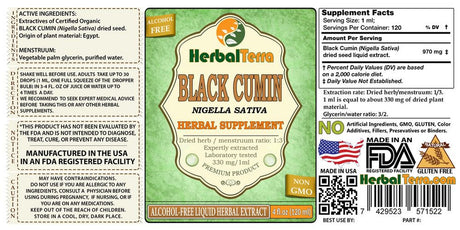 Black Cumin (Nigella Sativa) Glycerite, Dried Seed Powder Alcohol-Free Liquid Extract (Herbal Terra, USA) 2 Oz