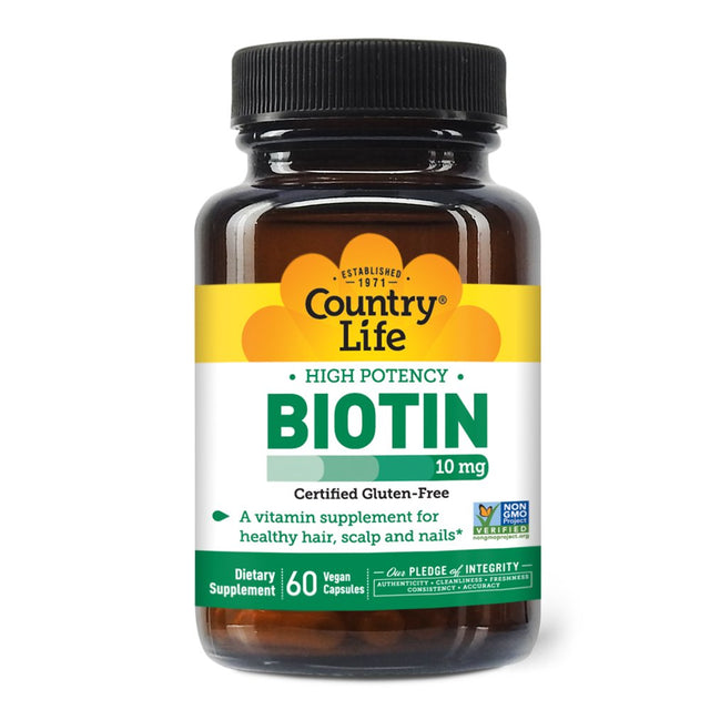 Country Life High Potency Biotin, 10 Mg, 60 Vegan Capsules