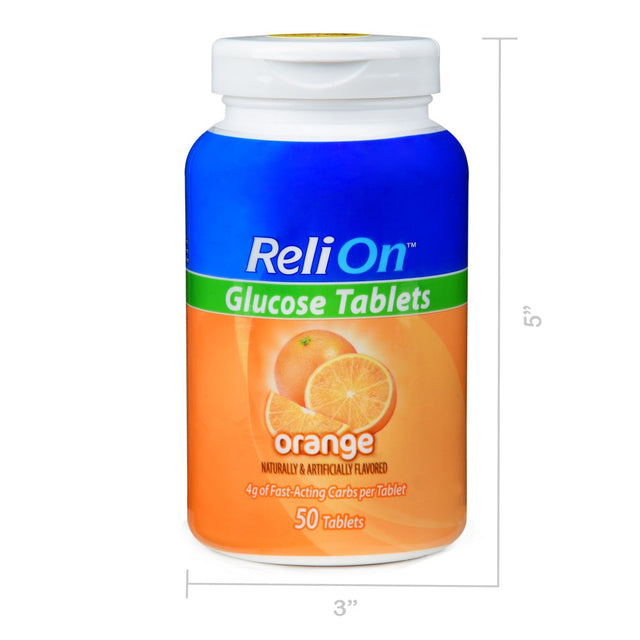 Relion Orange Glucose Tablets, 50 Ct