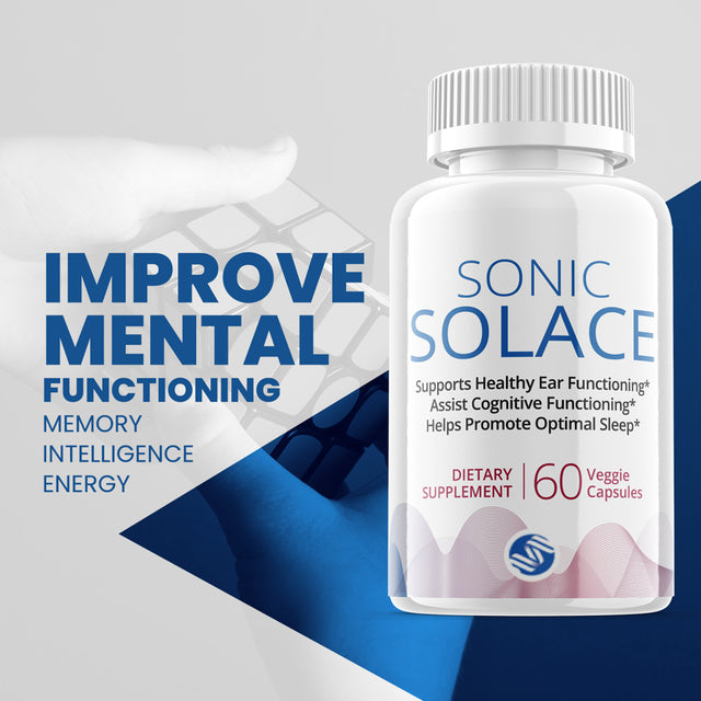 (2 Pack) Sonic Solace - Brain Boost Supplement - Dietary Supplement for Focus, Memory, Clarity, Cognitive, Nootrpic - Advanced Hearing Support Formula for Maximum Strength - 120 Capsules