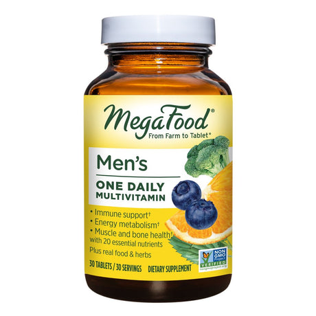 Megafood Men'S One Daily Multivitamin for Men - with Zinc, Selenium, Vitamin B12, Vitamin B6, Vitamin D & Real Food - Immune Support Supplement - Muscle & Bone Health - Vegetarian - 30 Tabs