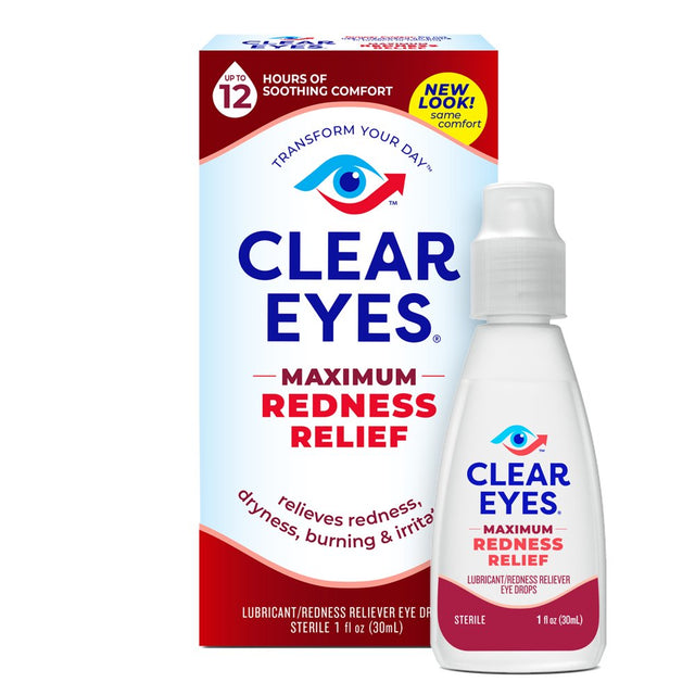 Clear Eyes Maximum Redness Eye Relief Lubricant Eye Drops, 1 Fl Oz