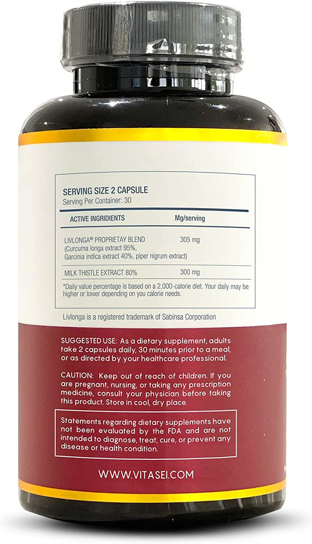 Vitasei Liver Cleanse Detox & Repair, Liver Complex W/Milk Thistle Extract, Garcinia, Curcumin C3, Bioperine, Support Herbal Dietary Supplement, Detox Formula for Women & Men, 60 Capsules (Pack of 3)