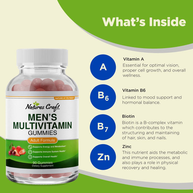 Mens Multivitamin Gummies for Adults and Natural Multivitamin Immune Support Gummies - 90 Gummies