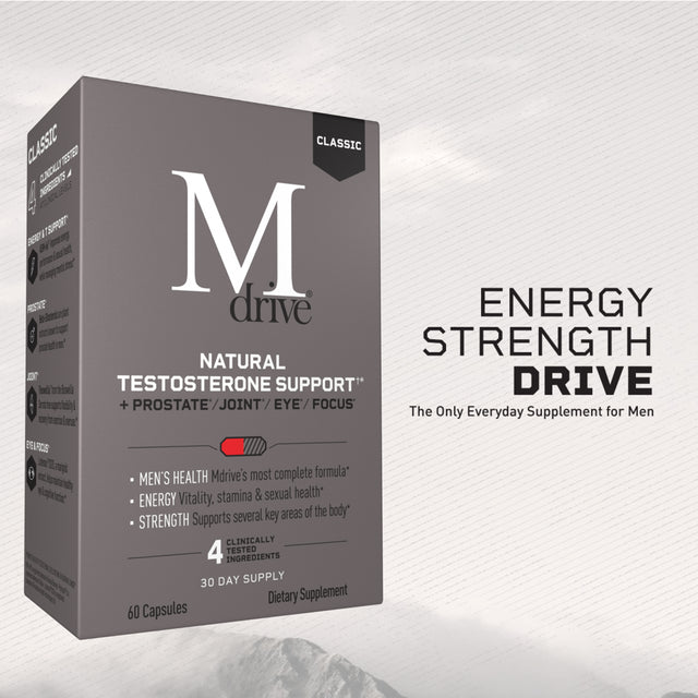 Mdrive Classic Testosterone Booster for Men, Support Healthy Prostate, Eyes, Joint, Energy, Stress Relief, KSM-66 Ashwagandha, Beta-Sitosterols, Lutein, Zeaxanthin, Boswellia, 60 Capsules