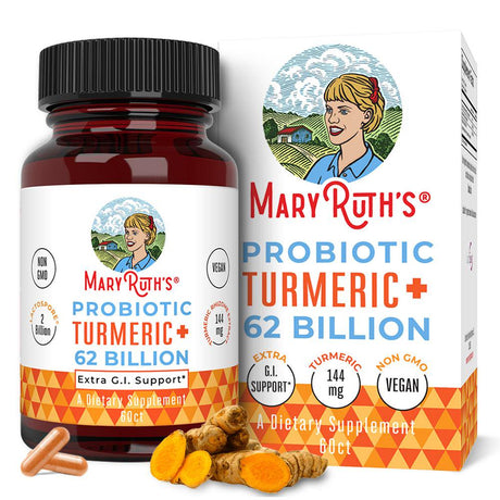 Maryruth Organics | Probiotic Turmeric+ | 62 Billion CFU | G.I. Support, Digestive Health | Vegan, Non-Gmo | 60 Capsules