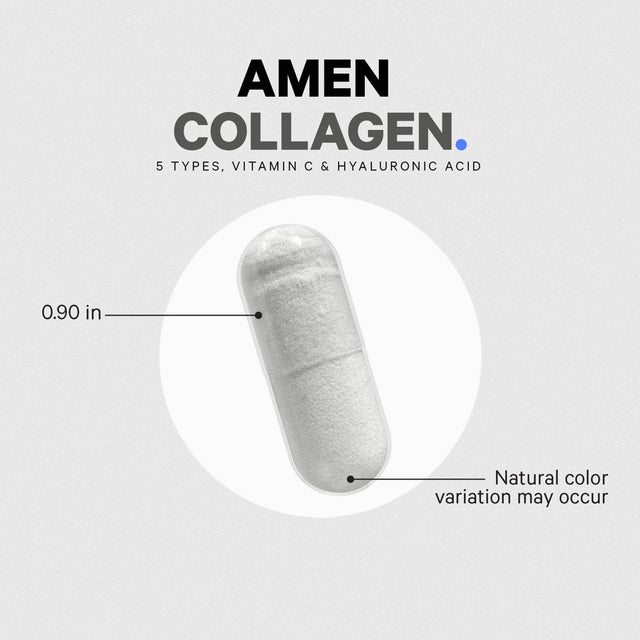 Amen Collagen Peptides Capsules, Hyaluronic Acid, Vitamin C, 90 Ct