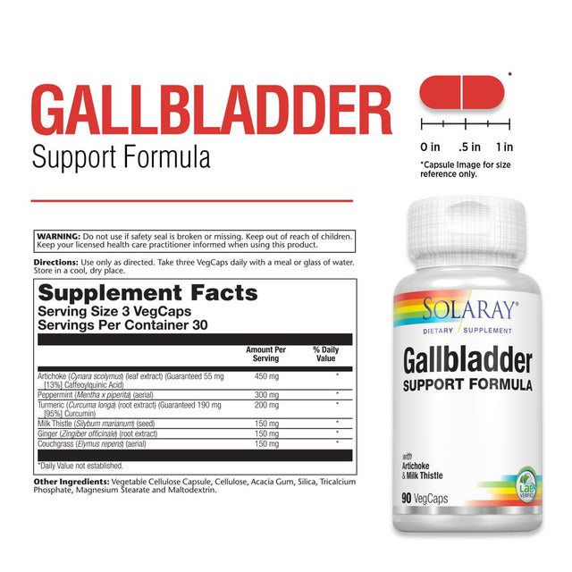 Solaray Gallbladder Support Formula | Healthy Gallbladder & Liver Support | 30 Servings | 90 Vegcaps