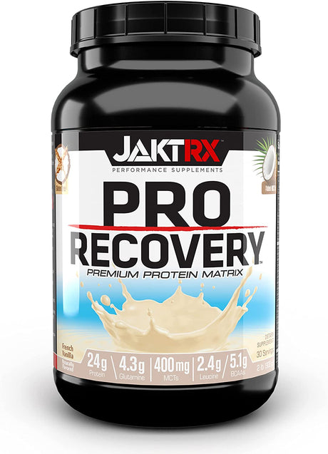 JAKTRX PRO Recovery – Post-Workout Whey Protein Powder – Muscle Builder & Recovery Supplement – BCAA, Glutamine, Leucine, Glucosamine & MCT – 30 Servings - French Vanilla