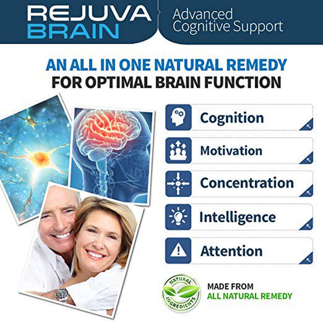 Rejuva Brain - Advanced Cognitive Support - Enriched W/ L-Glutamine & Bacopa Monnieri to Support Cognitive Health and Ability - 60 Capsules