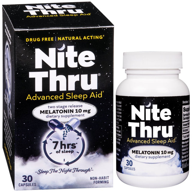 Nitethru Advanced Sleep Aid, Melatonin Dietary Supplement, 30 Capsules