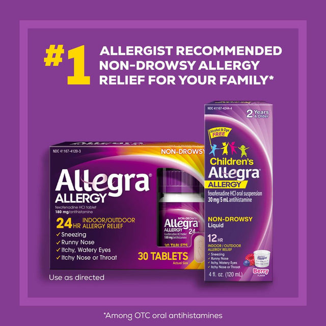 Allegra Adult 24 Hour Non-Drowsy Antihistamine Allergy Relief Medicine 180Mg Tablets 30Ct