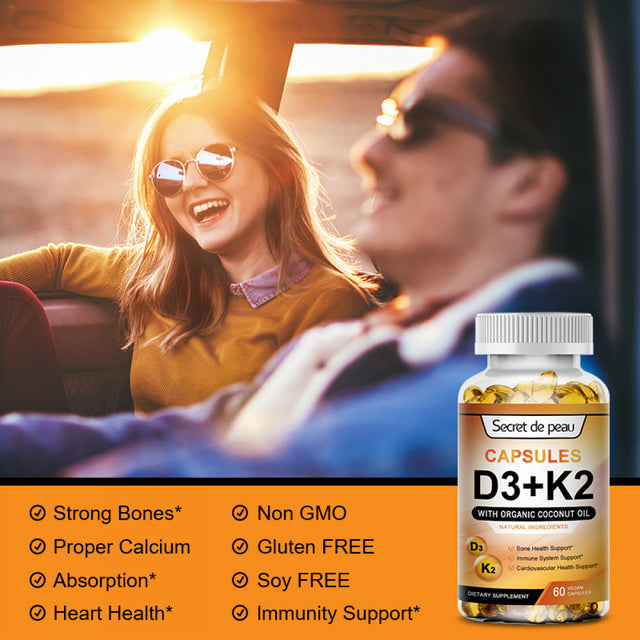 SDP Vitamin D3 + K2 5000 IU Capsules Daily Supplement,Support Immune System Bones Healthy Heart