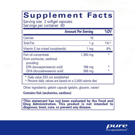 Pure Encapsulations - EPA Ultimate - Eco-Friendly Supercritical CO2 Extracted EPA Fish Oil Concentrate - 120 Softgel Capsules