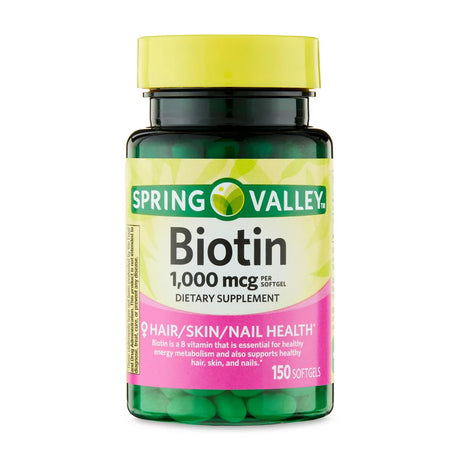 Spring Valley Biotin Softgels, 1000Mcg, 150 Count